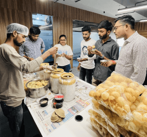 Vivansh Infotech team at an office food event