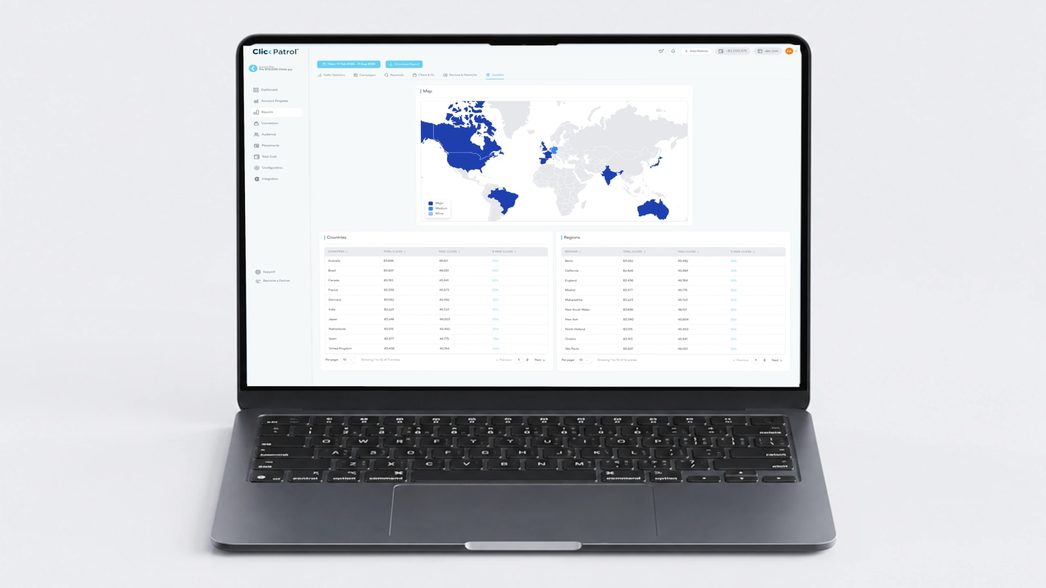 ClickPatrol click fraud detection and advertising protection dashboard