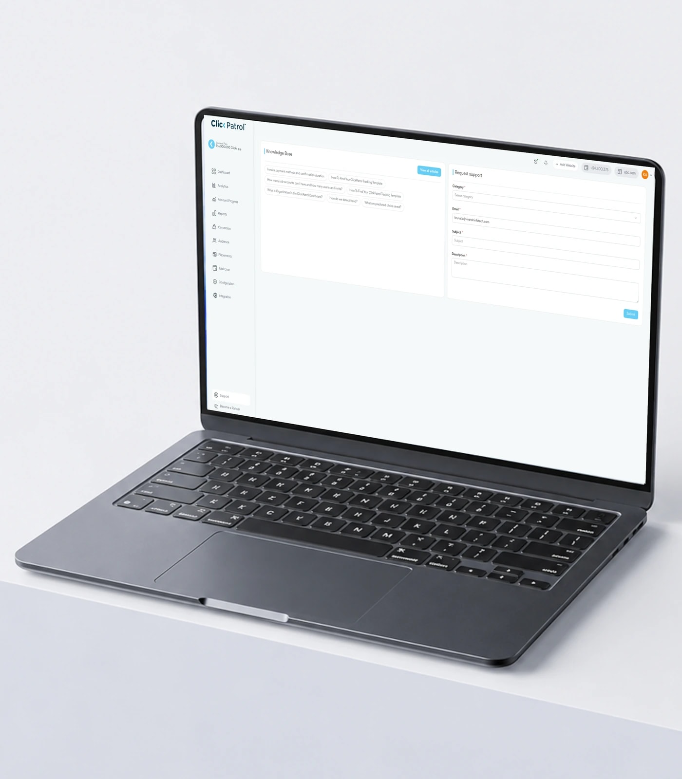 ClickPatrol click fraud detection and advertising protection dashboard — view 1