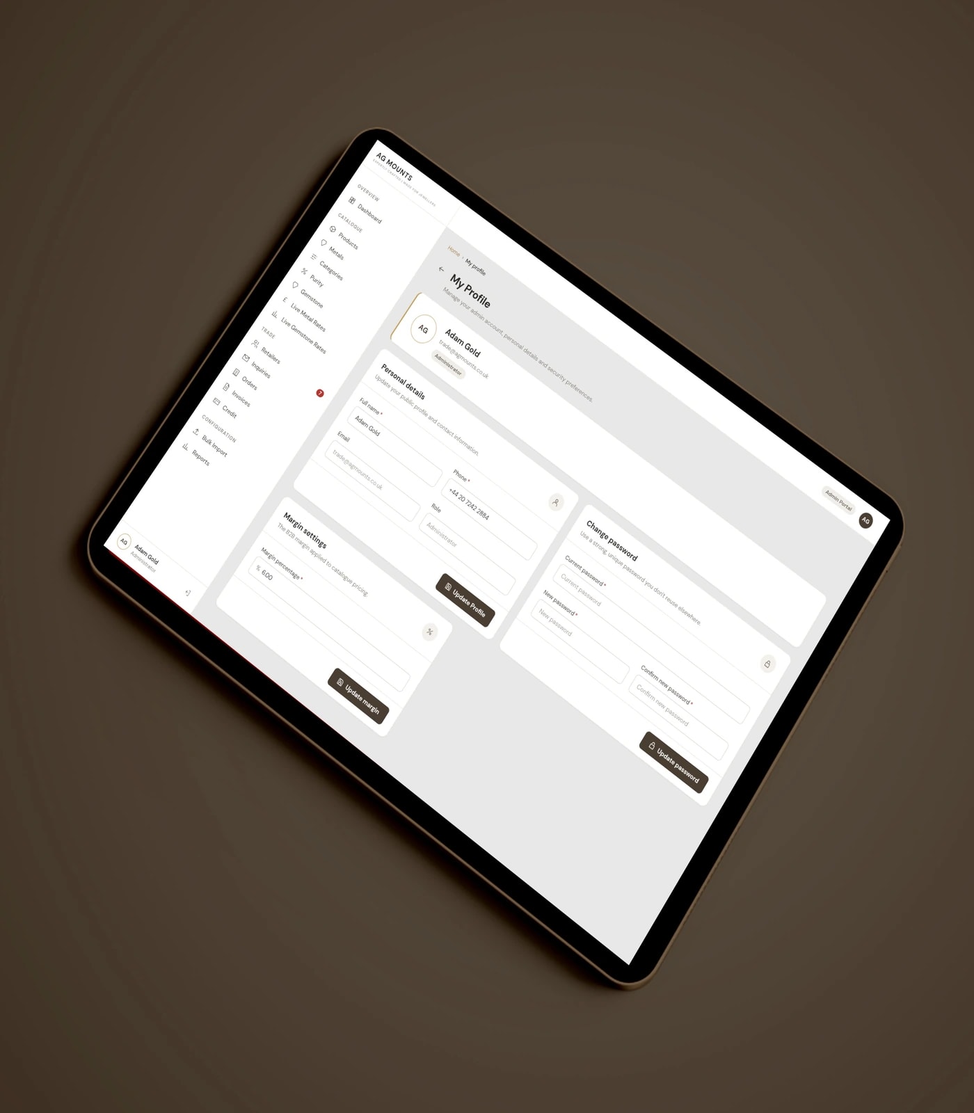 AG Mounts wholesale jewellery B2B e-commerce storefront — view 2