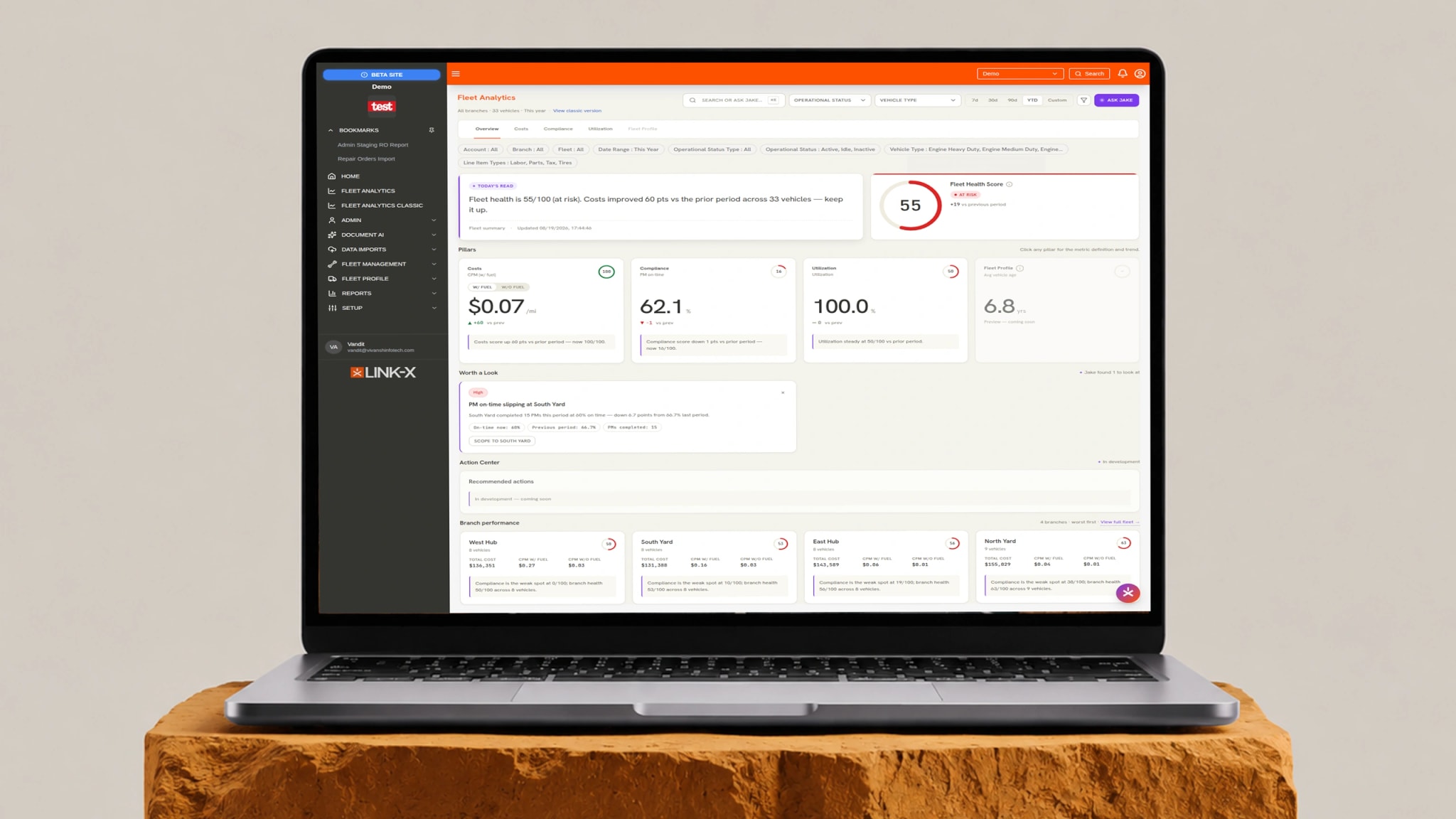 Link-X AI fleet management and analytics dashboard