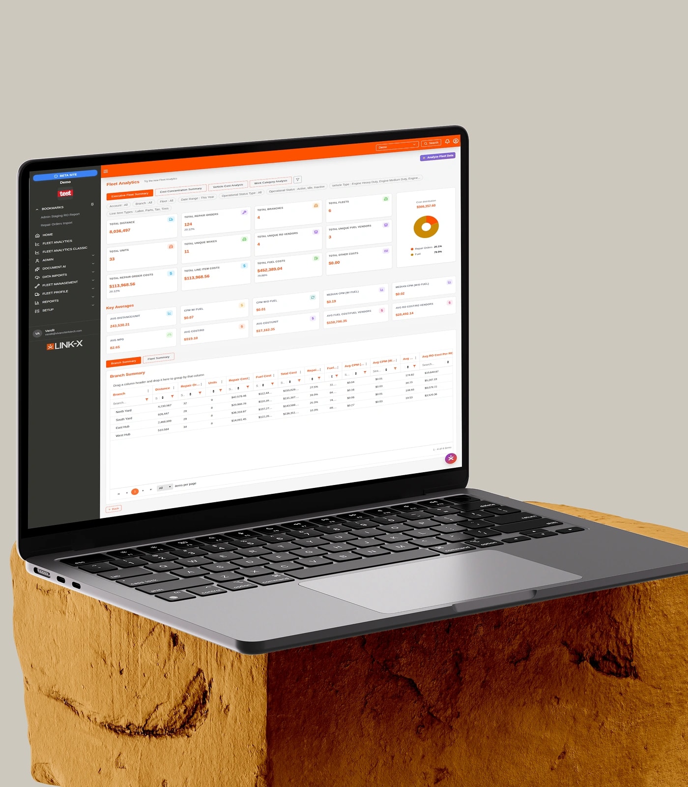 Link-X AI fleet management and analytics dashboard — view 2
