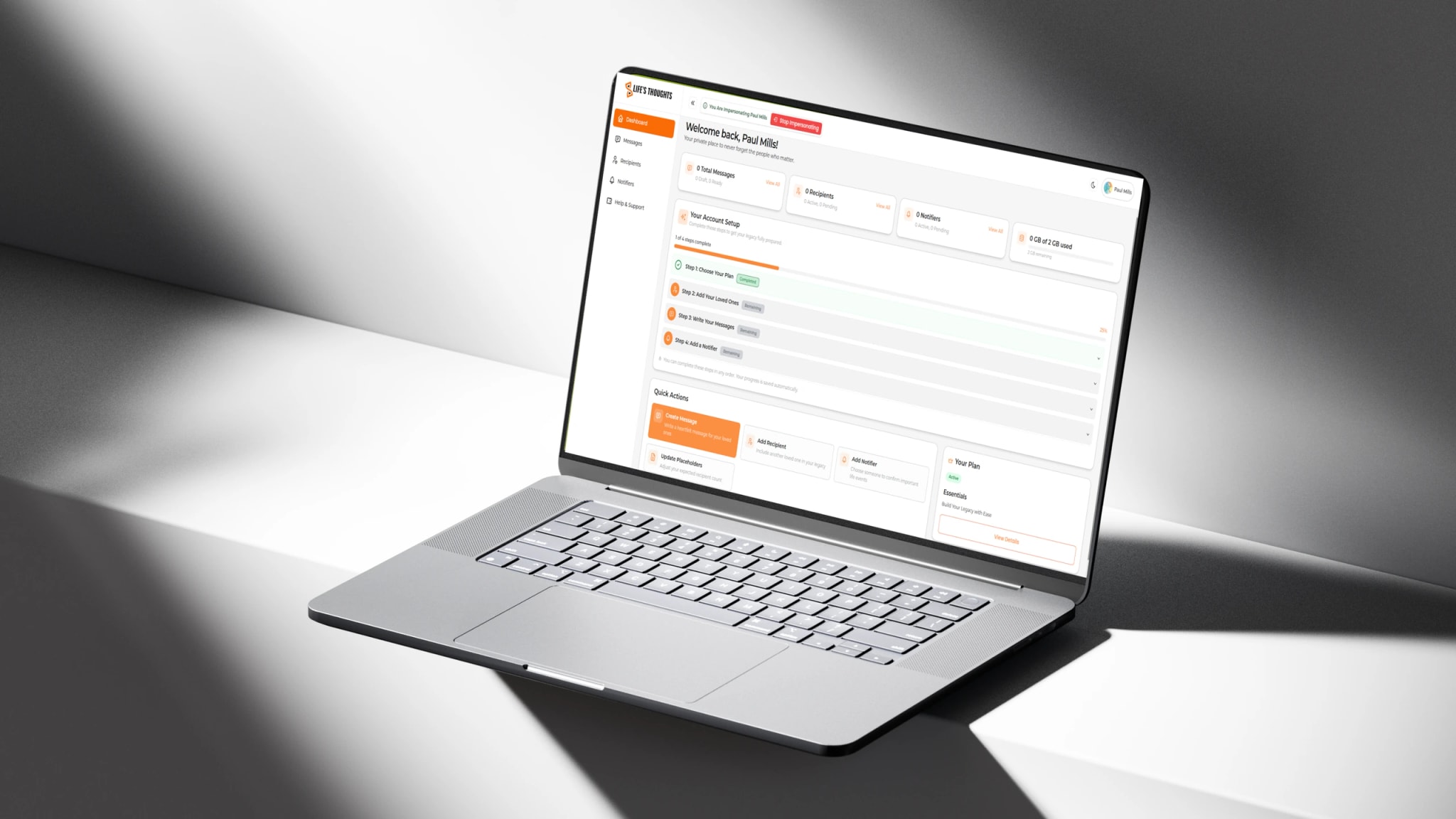 Life's Thoughts legacy video message recording platform