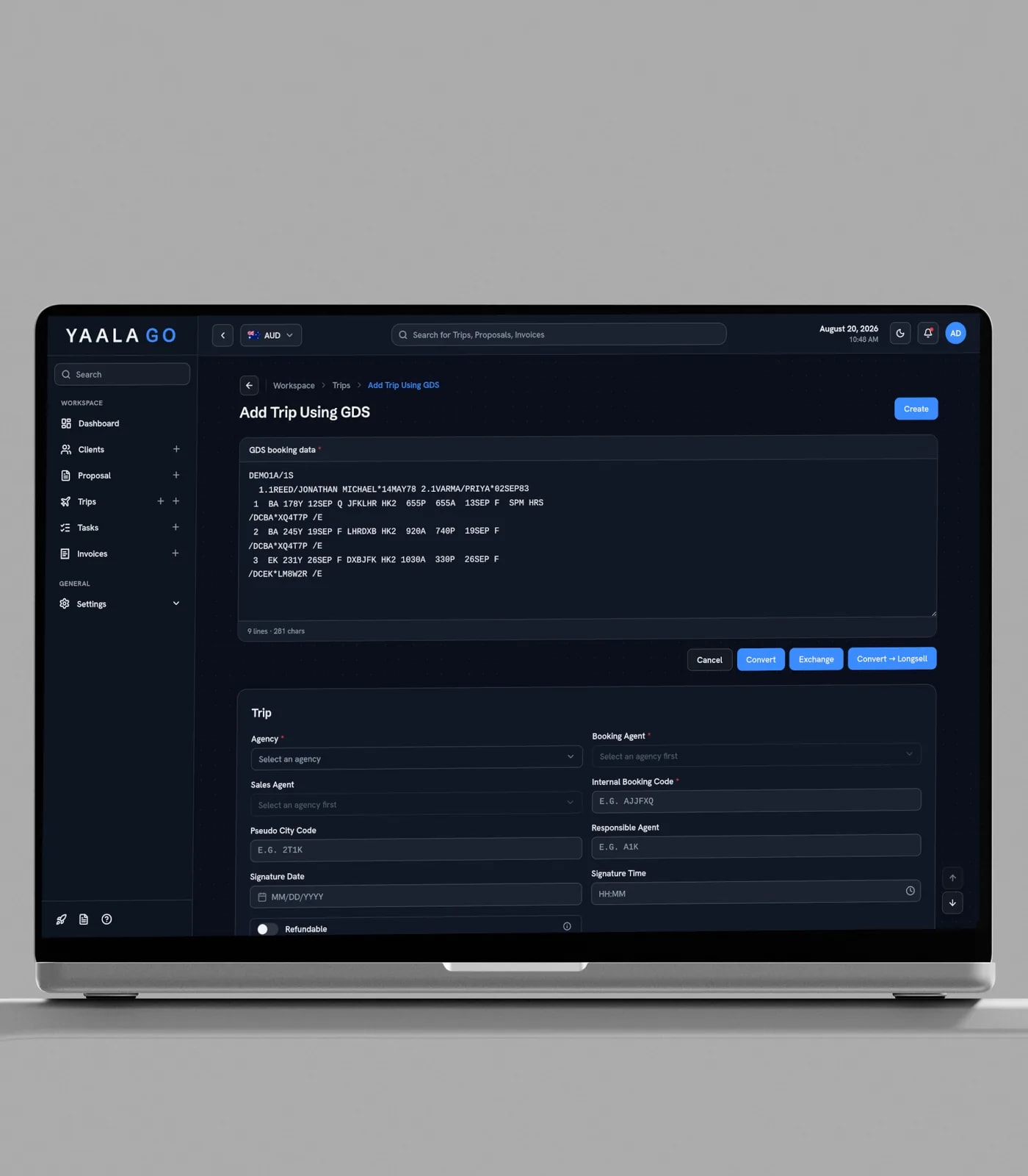 Yaalago travel agency CRM and booking workspace — view 2